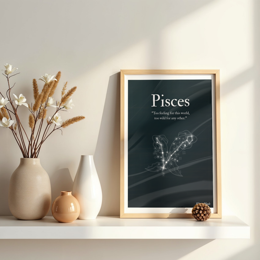 Pisces | Dark Zodiac Constellation Enhanced Framed Poster