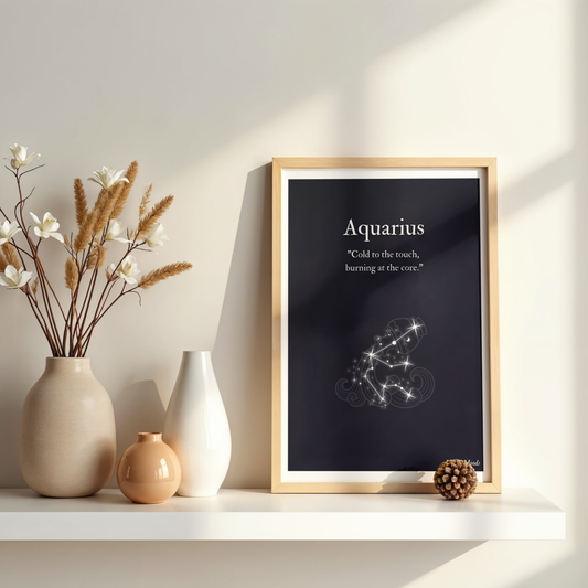 Aquarius | Dark Zodiac Constellation Enhanced Framed Poster