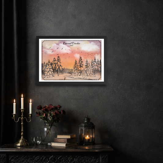 Eternal October Enhanced Framed Poster | Vintage Fall Landscape Wall Art