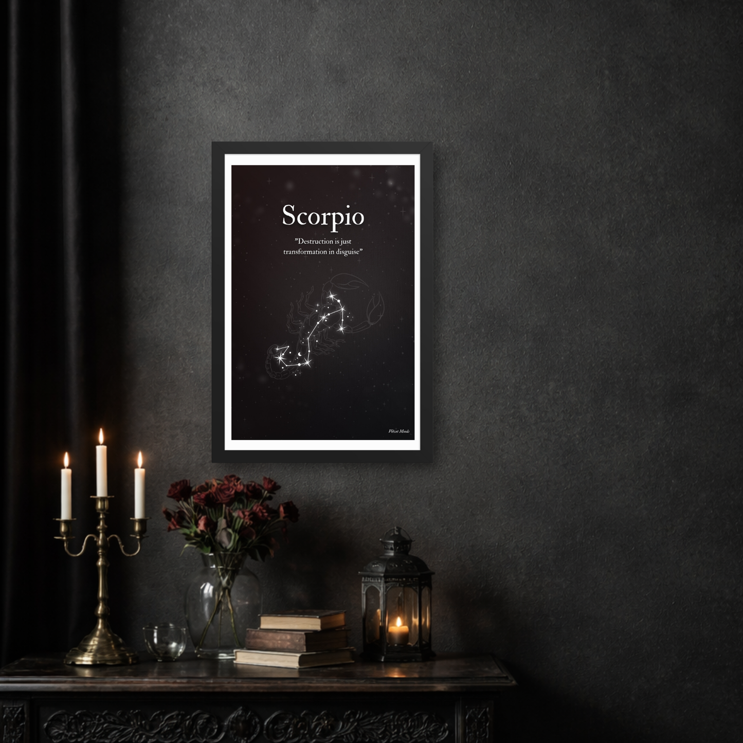 Scorpio | Dark Zodiac Constellation Enhanced Framed Poster