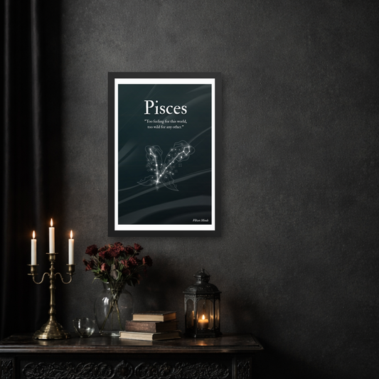 Pisces | Dark Zodiac Constellation Enhanced Framed Poster