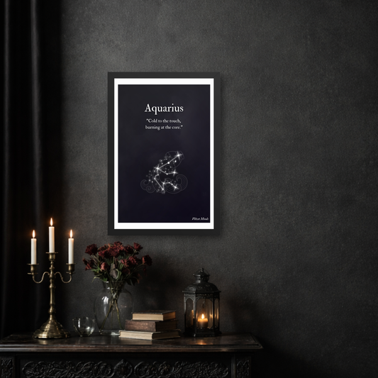 Aquarius | Dark Zodiac Constellation Enhanced Framed Poster