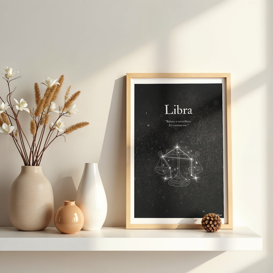 Libra | Dark Zodiac Constellation Enhanced Framed Poster