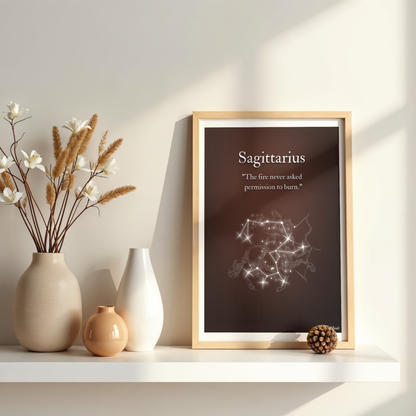 Sagittarius | Dark Zodiac Constellation Enhanced Framed Poster