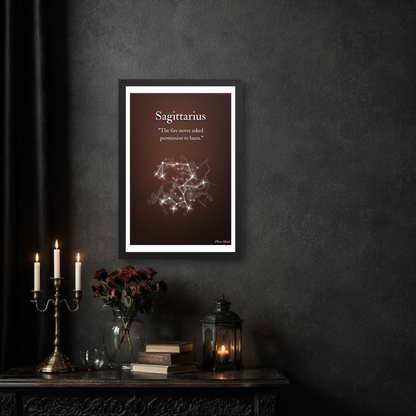 Sagittarius | Dark Zodiac Constellation Enhanced Framed Poster