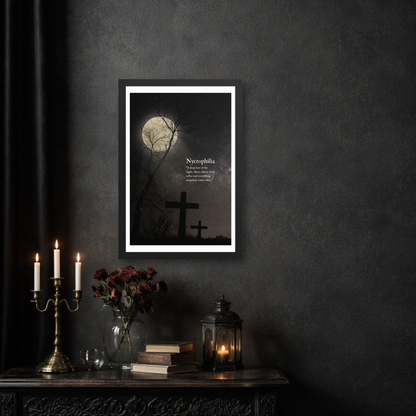 Nyctophilia | Dark Moon Cemetery Enhanced Framed Poster