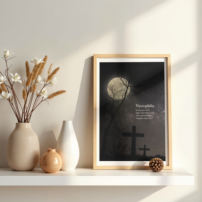 Nyctophilia | Dark Moon Cemetery Enhanced Framed Poster