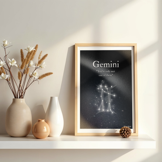 Gemini | Dark Zodiac Constellation Enhanced Framed Poster