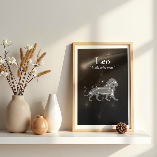 Leo | Dark Zodiac Constellation Enhanced Framed Poster