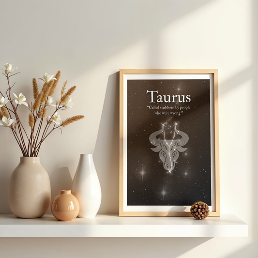 Taurus | Dark Zodiac Constellation Enhanced Framed Poster